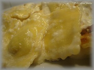 recettes Gratin de raviolis aux 4 fromages et au jambon de Parme